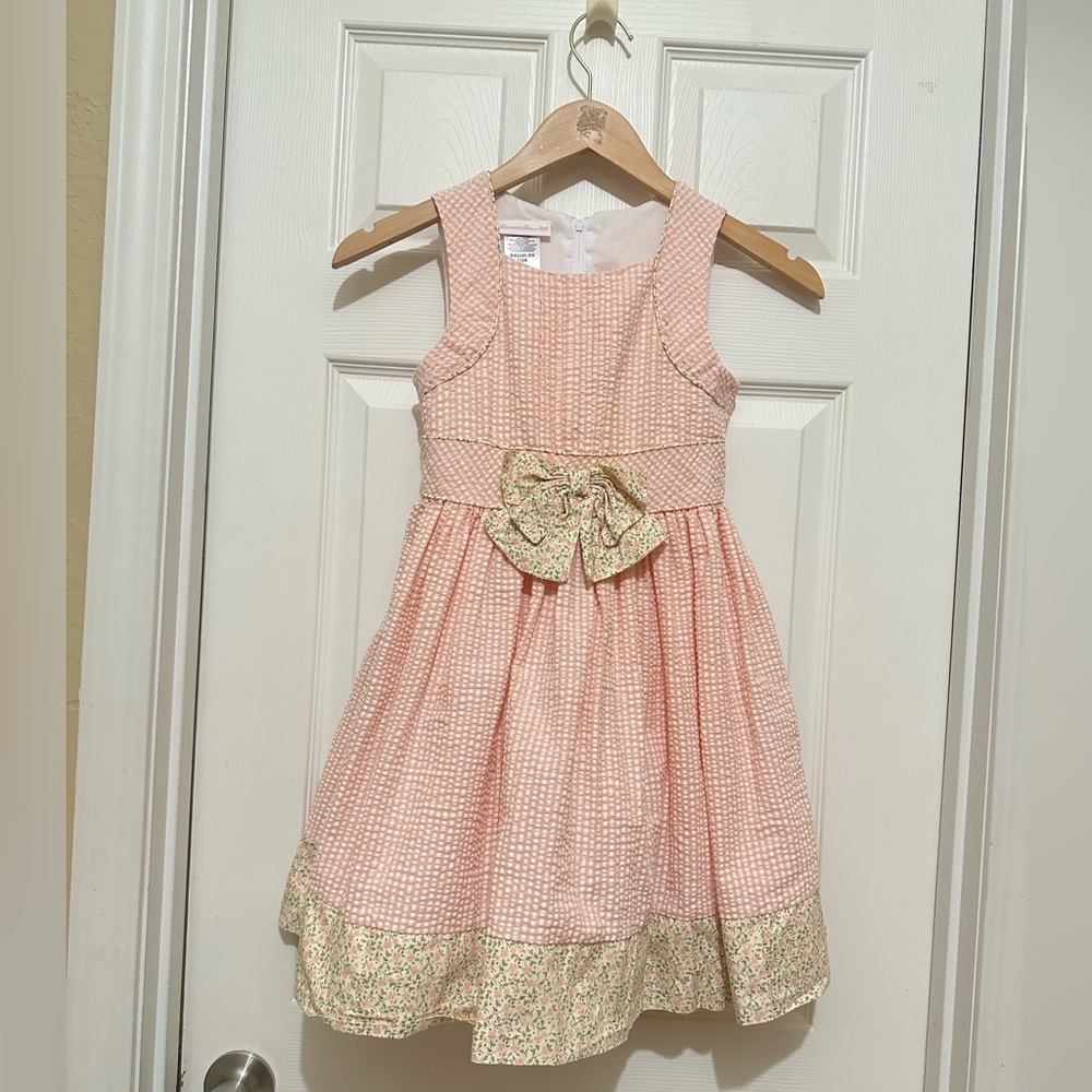 Bonnie Jean Pink and Cream Peach Formal Dress Sz 8